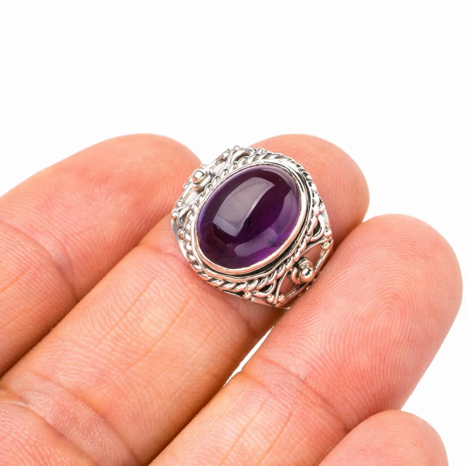 

StarGems® Natural Amethyst Handmade 925 Sterling Silver Ring 5.75 E7711