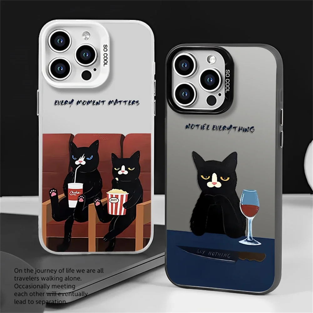 Funny Hippie Cat Case for iPhone 16 12 13 mini 11 14 15 Pro Max XR 8 Plus Dual Layer Hard Plastic Cover with Camera Protection