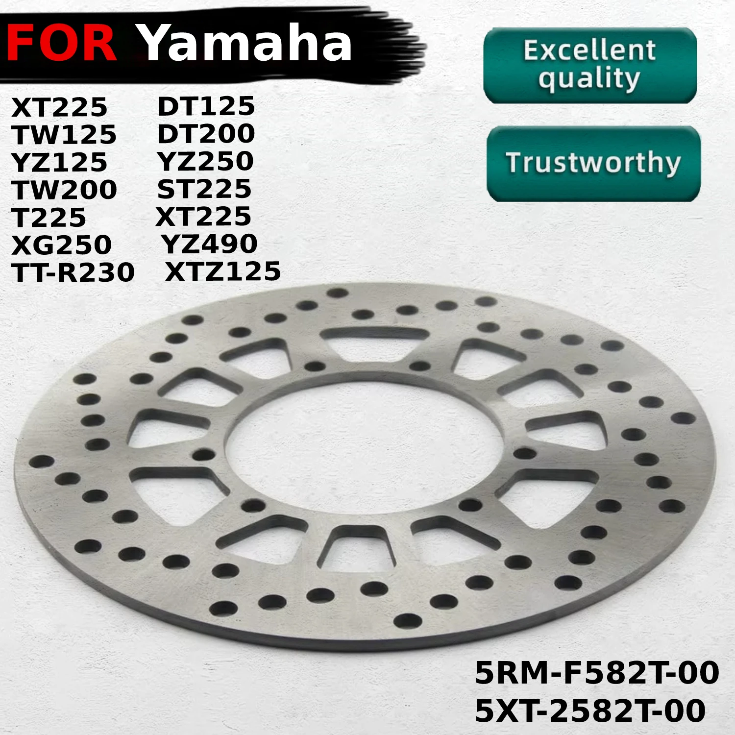

For Yamaha DT125 TW125 YZ125/250 S/T DT200 TW200 ST225 T225 XT225 YZ490 XTZ125 5RM-F582T-00 5XT-2582T-00 Rear Brake Discs Rotors