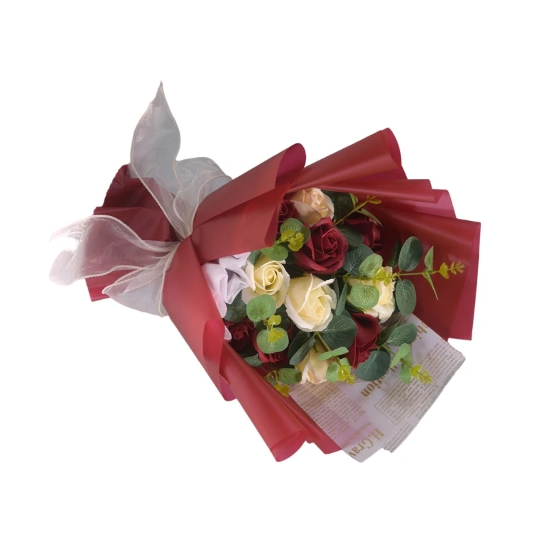Bouquets roses artificielles, pétales savon, cadeau saint-valentin, fête des mères, pétales savon, Bouquets