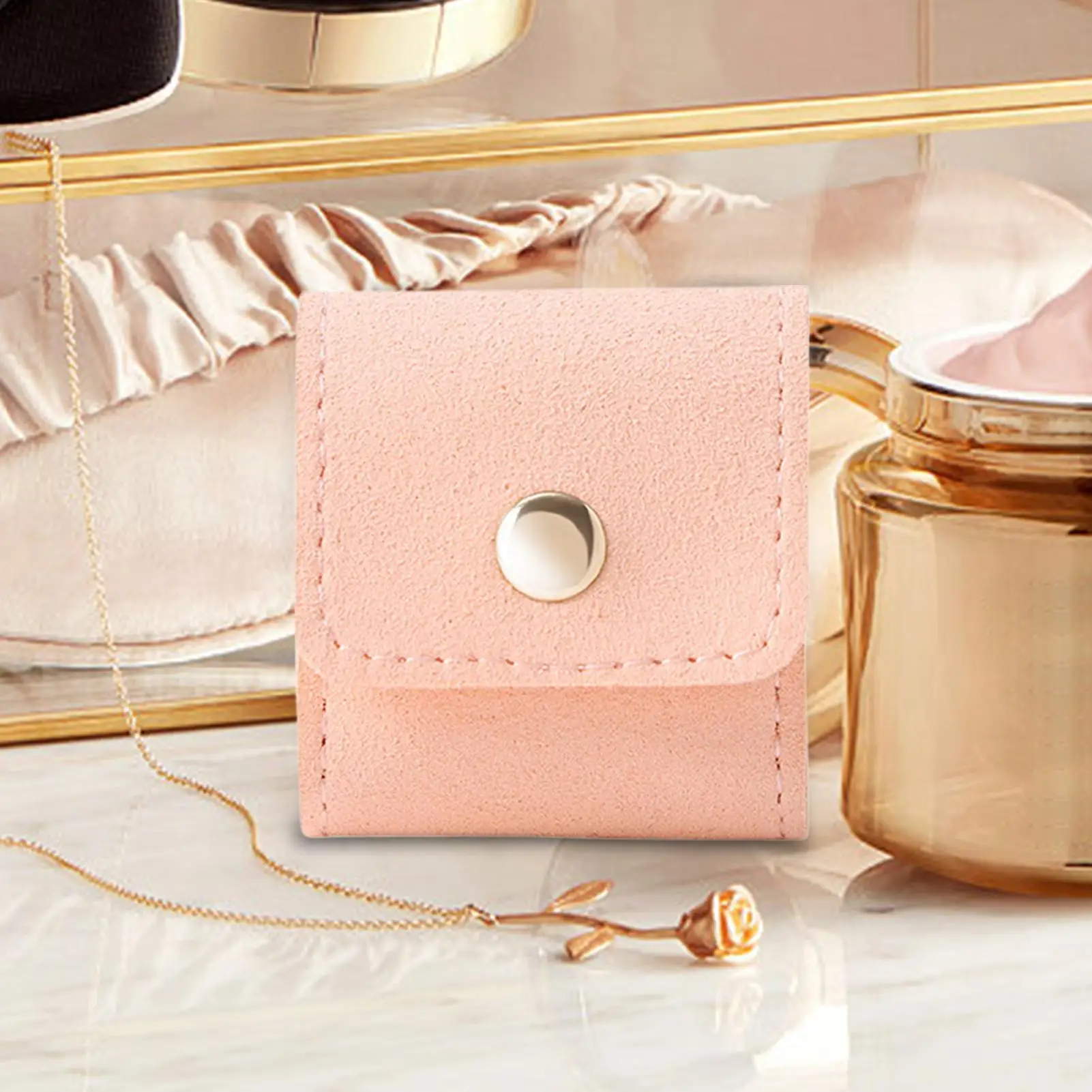 Simple And Portable Compartment Jewelry Bag Ring Storage Pouch, Small Portable Travel Earring Jewelry Storage Bag