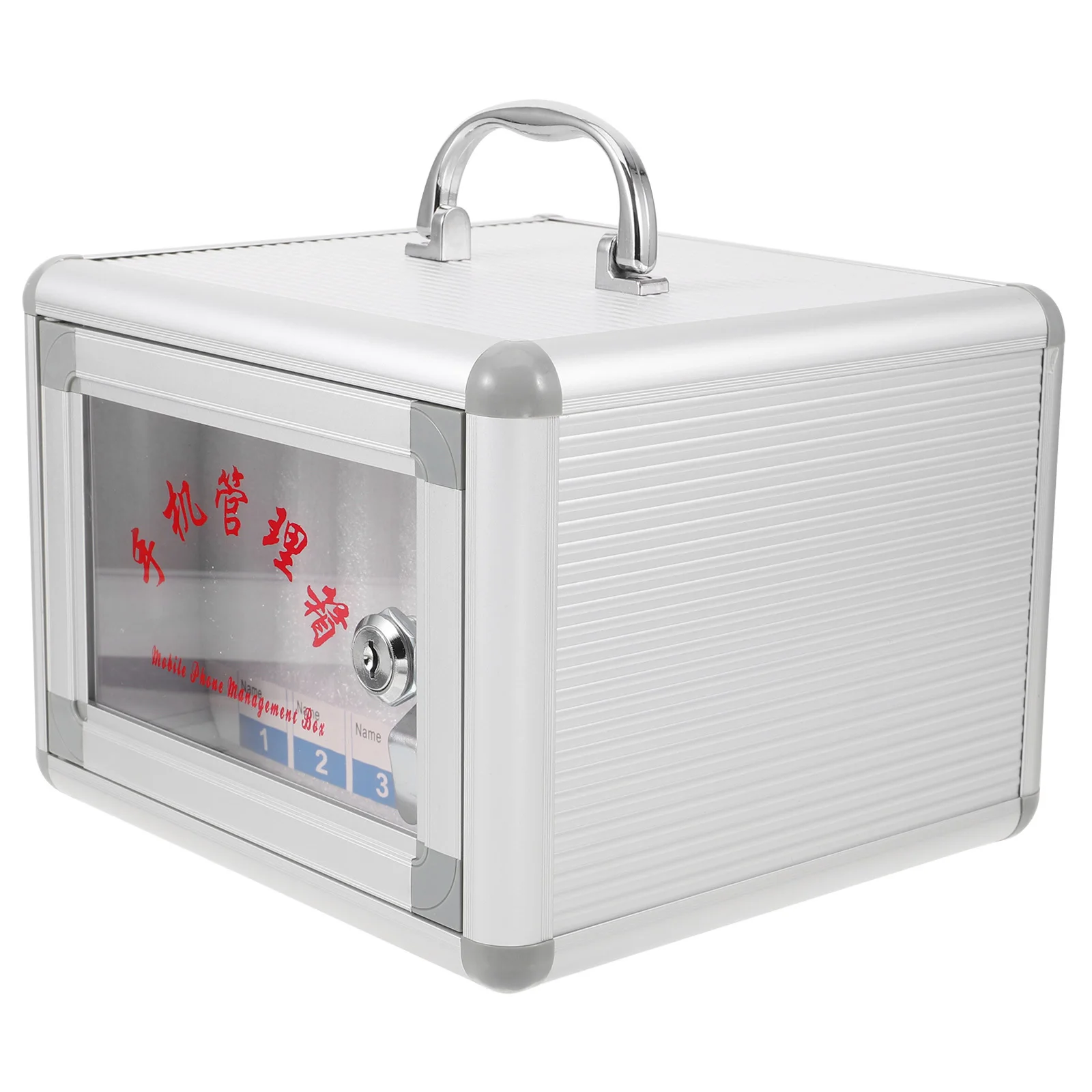 Mobile Phone Storage Box Aluminum Alloy Multi-Slot Cellphone Locker With Handle Safety Lock Wall-Mounted For Office