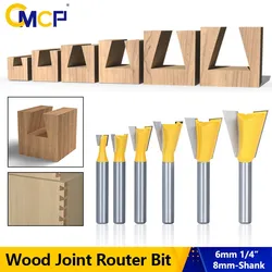 CMCP Dovetail Joint Router Bit 6mm 1/4 8mm Shank 14 Degrees Woodworking Engraving Bit Milling Cutter for Wood