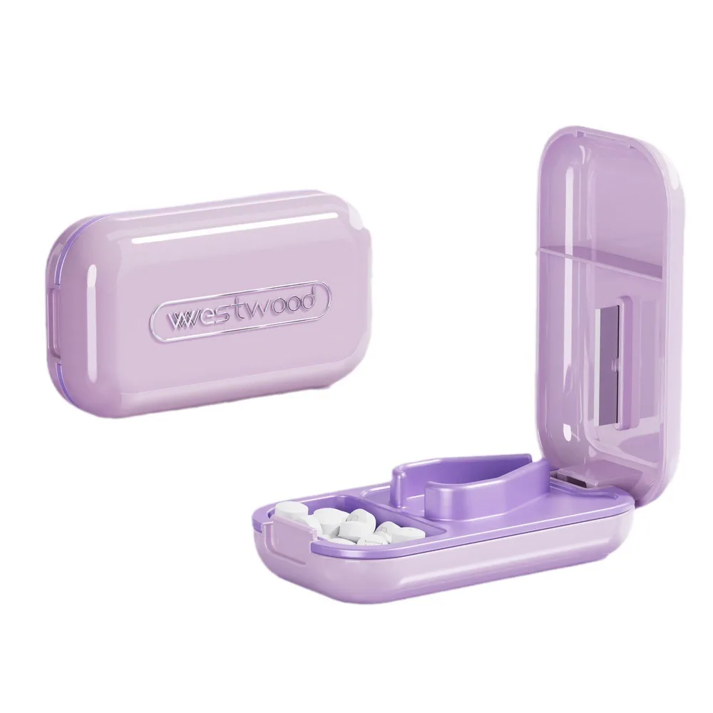 Portable Pill Cutter 2 In 1 Small Tablet Divider Organizer With Invisible Storage Box Dustproof Pill Splitter