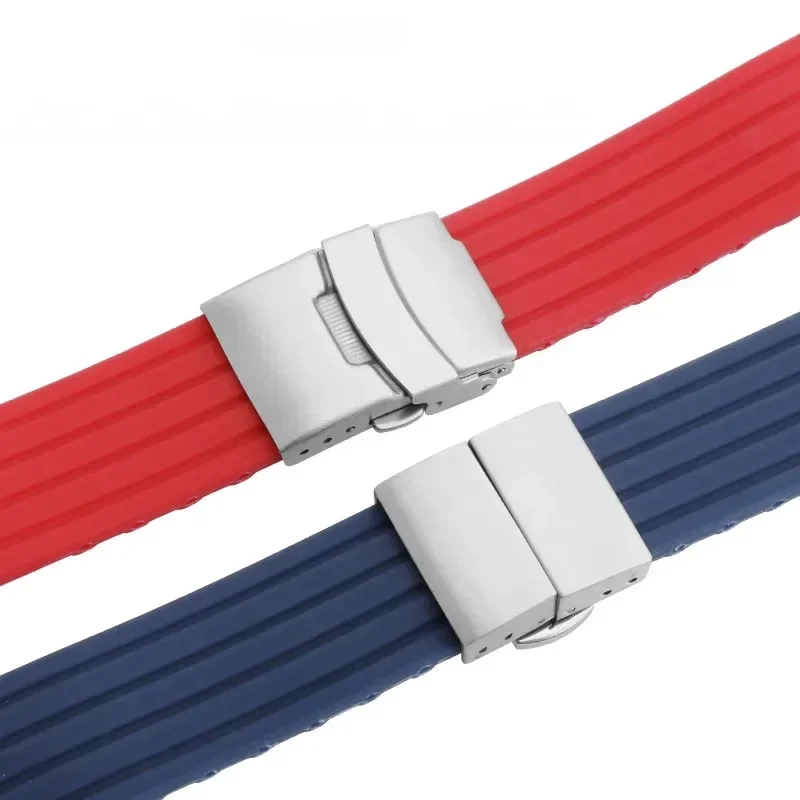 General Brand Rubber Watchband with 16/17/18/19/20/21/22/23/24mm Flat Interface Silicone Watch Strap