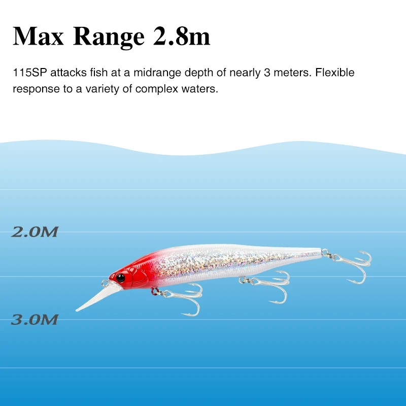 TSURINOYA 115 مللي متر 18.5 جرام SinKing أسماك الصيد NYX 115S ماكس المدى 2.8 متر المياه المالحة باس بايك الصيد Jerkbait الاصطناعي الطعم الثابت