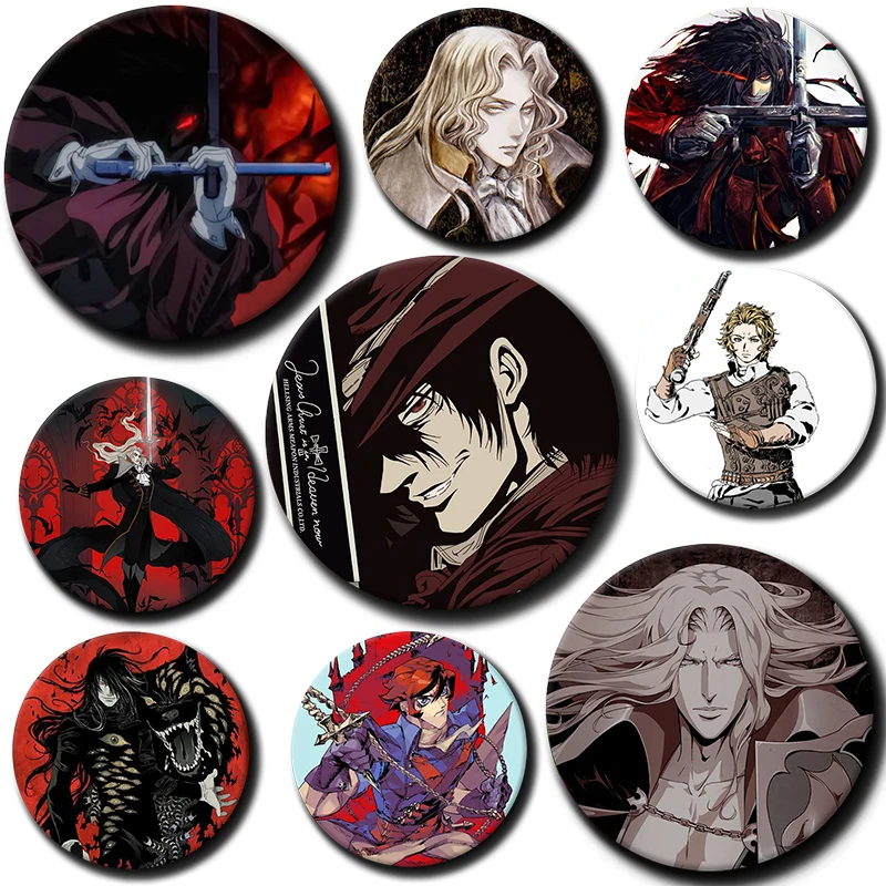 58mm Classic Game Character Soft Button Pin  Castlevania Series Anime Brooches Badge Bag Decor Accessories Fans Collect Gifts