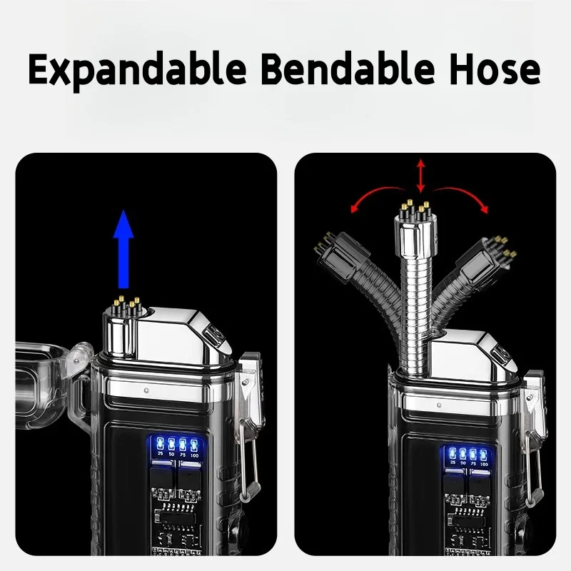 Waterproof Double Arc Lighter Type-C Rechargeable Plasma Electric Lighter Camping Flameless COB Lighting Smoking Accessories