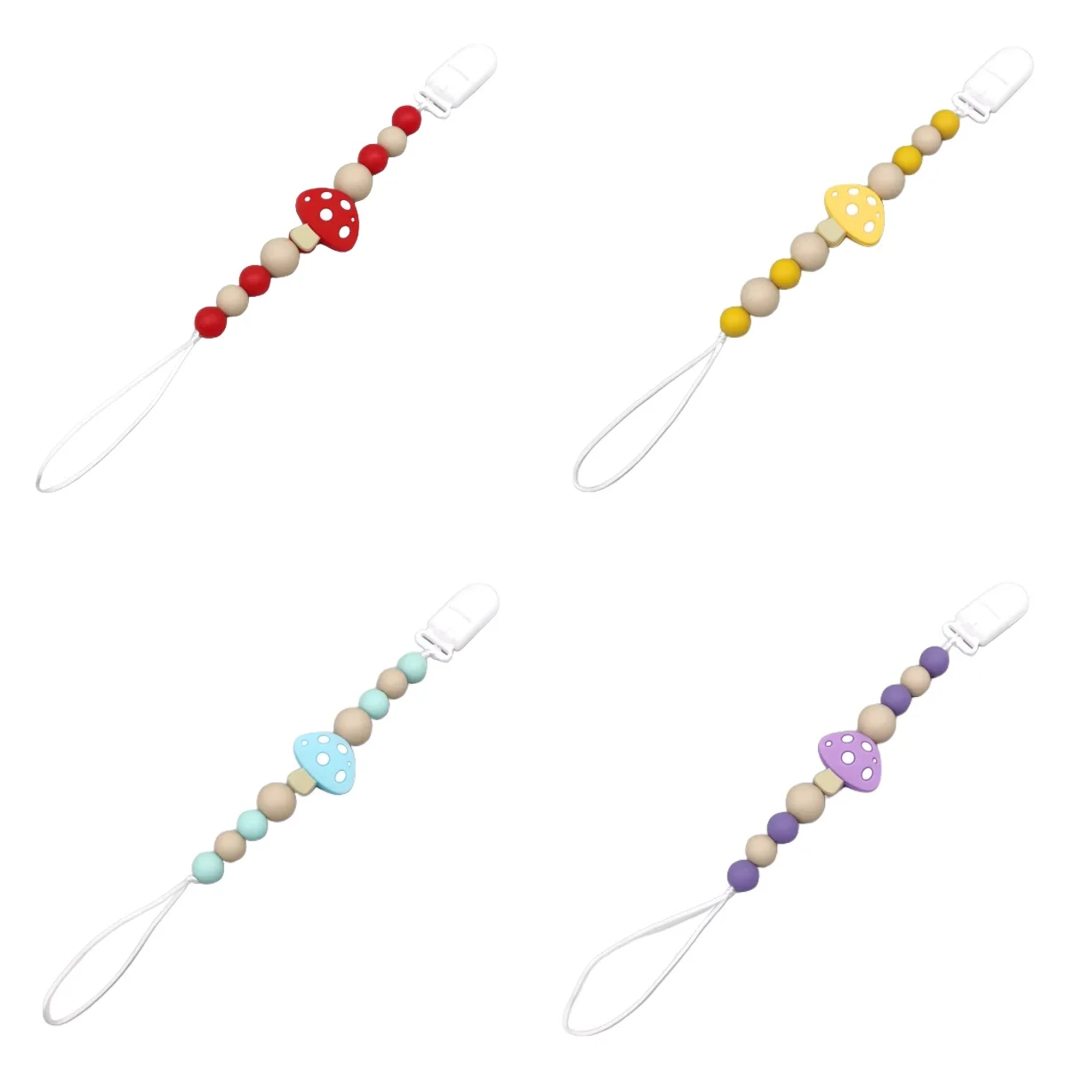 

Грибные силиконовые бусины, зажим для соски, жевательная игрушка для прорезывания зубов, цепочка для пустышки для девочек и мальчиков, держатель-цепочка для пустышки для детского душа, подарок