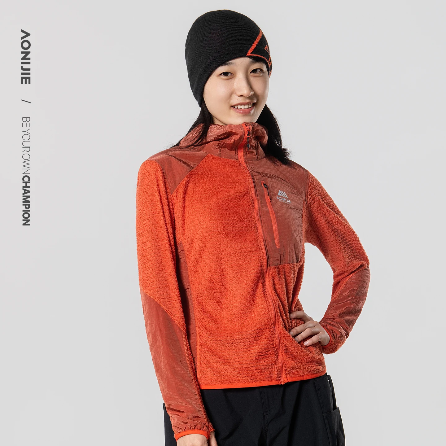 Aonijie Velvet Jacket Windproof Standing Collar Unisex Outdoor Breathable Light and Warm Running Hiking Coat F5242