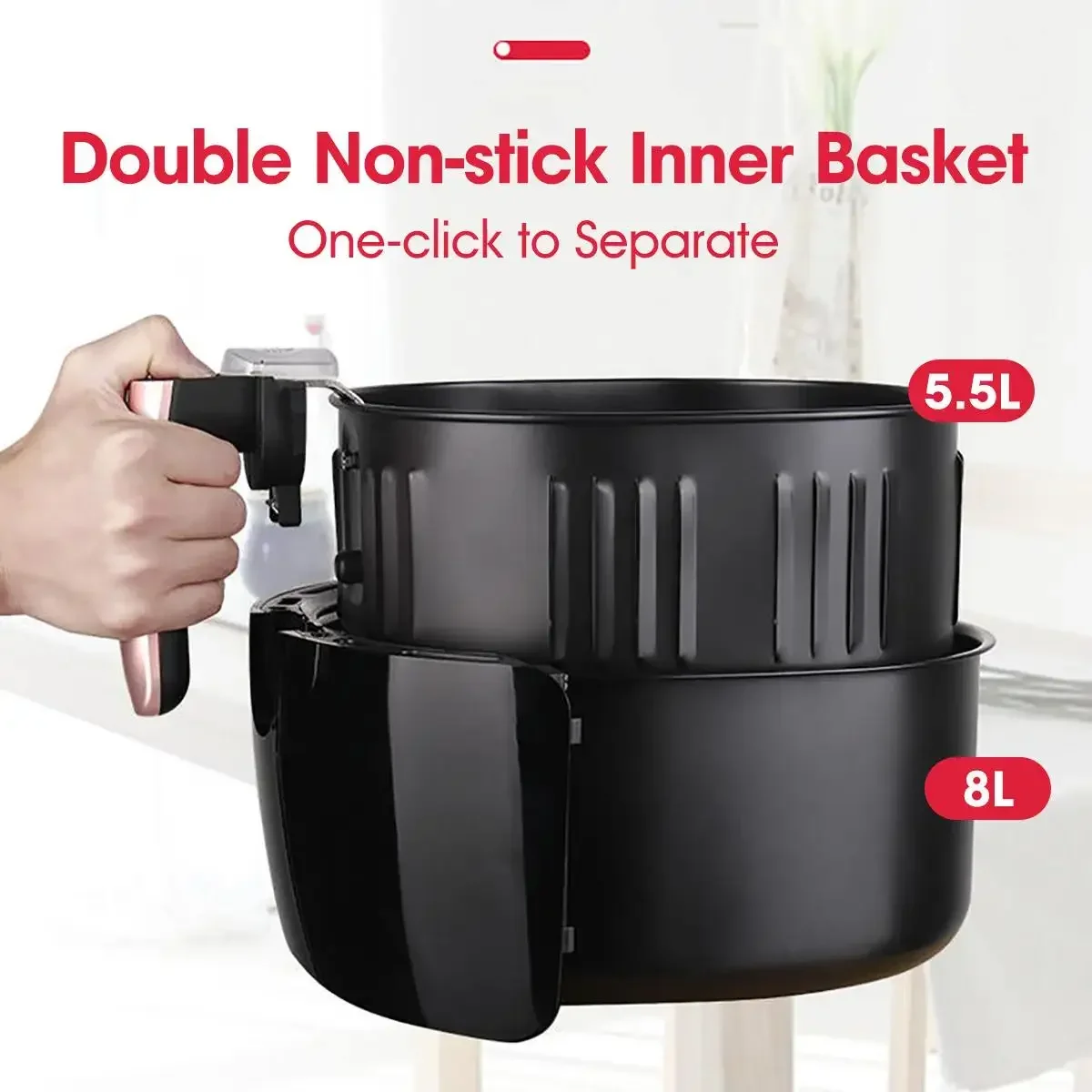 8L Intelligent Automatic Large Capacity Electric Digital DeepFryer APP Cooker Oven Multi-functional Oven NO Smoke Oil Free Fryer