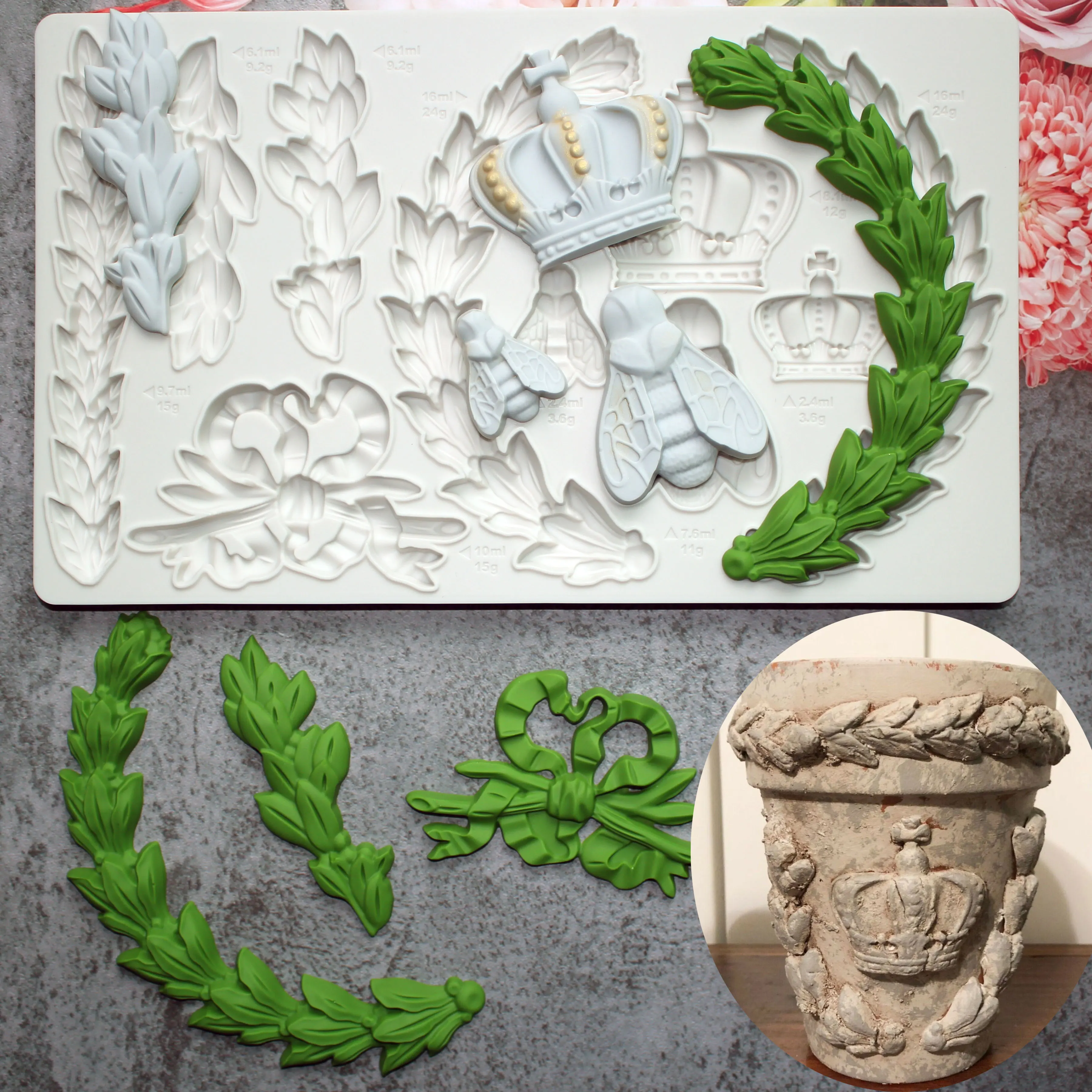 Laurel,Crown And Leaves Silicone Mold Fondant Cake Decorating Silicone Mould Clay,Sugarcraft Chocolate Baking Tool Kitchenware