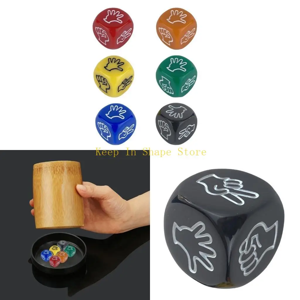 

U1JC 10pcs 6 -болевые кубики 20 мм рок -ножницы игра в кости Dices Pringing Toy