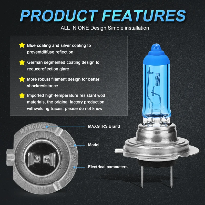 2 шт., супер яркие галогенные лампы H1 H4 H7 H8 H11 9005 HB3 9006 HB4 100 Вт 12 в 5000K