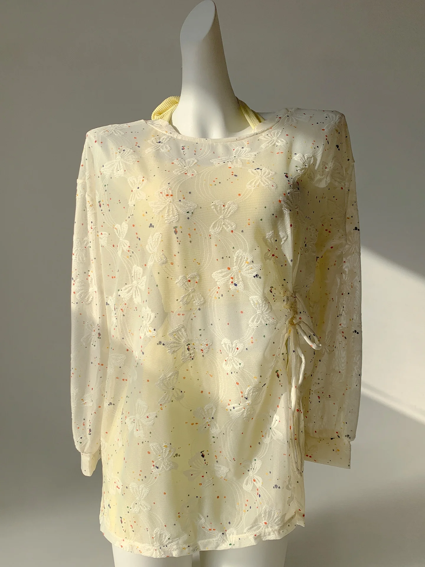 

Ele Yellow Knot Tee Piece Swimsuit Women's Separate Thermal Spring New Sle Cover up Slimming Swimwear