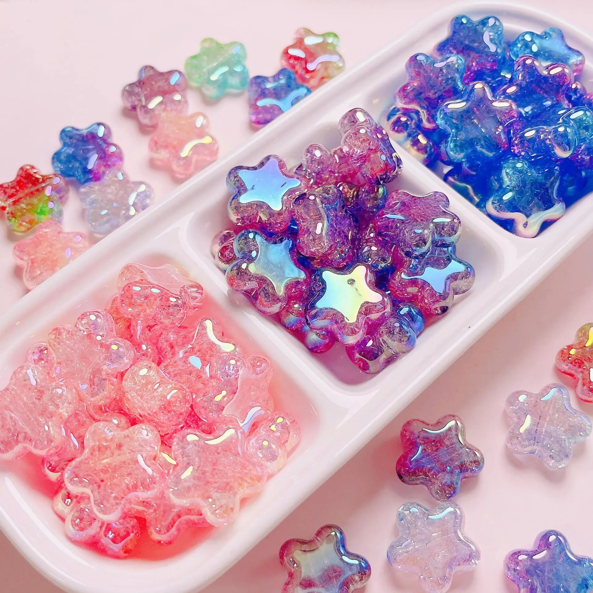 10 개/대 2 색 그라디언트 깨진 버스트 비즈 diy perlas para manualidades cuentas para hacer pulseras 아크릴 비즈