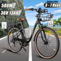 SAMEBIKE RS-A07 Electric Bicycle 500W Motor 36V13AH Lithium Battery City Travel E-Bike 28*2.0-inch Tire Commuting Electric Bike