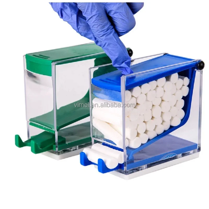 Dental Cotton Roll Dispenser Holder Press Type Box Holder Dental Swab Storage Box Dentistry Organizer Accessories Lab Supplies