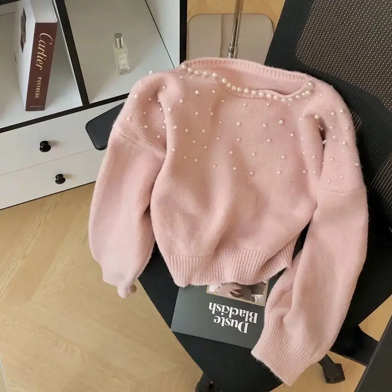 

Gagarich 2025, осень-зима, круглый вырез, тяжелая промышленность, дизайн ногтей с бусинами, нишевый базовый свитер, высококачественный вязаный топ на плечах