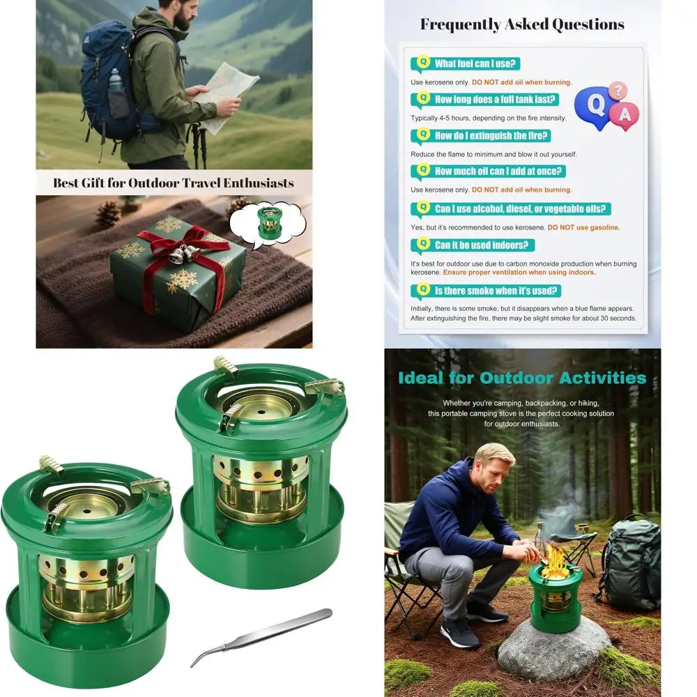 

Efficient Portable Outdoor Kerosene Stove with Cookware, Ideal for Camping and Backpacking (Round)