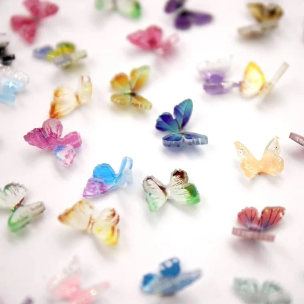 10/30/50Pcs Tiny Resin Butterflies Miniatures, Fairy Garden Home Ornament Accessories, Mini Micro Landscape DIY Craft Decoration