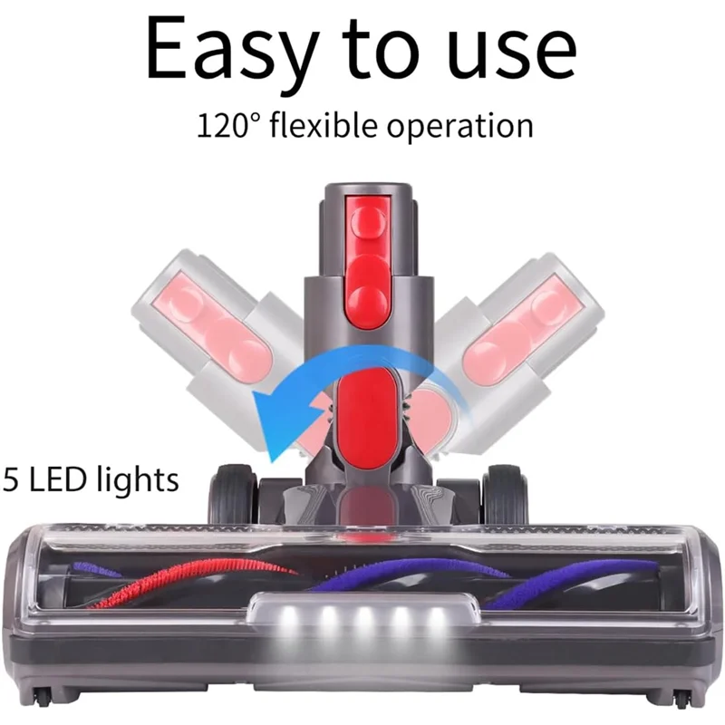 Kepala Sikat BISM Untuk Dyson V7, V8, V10, V11, V15 Aksesoris Sikat Lantai Dengan Penggerak Langsung Dan 5 Lampu LED Untuk Lantai Keras