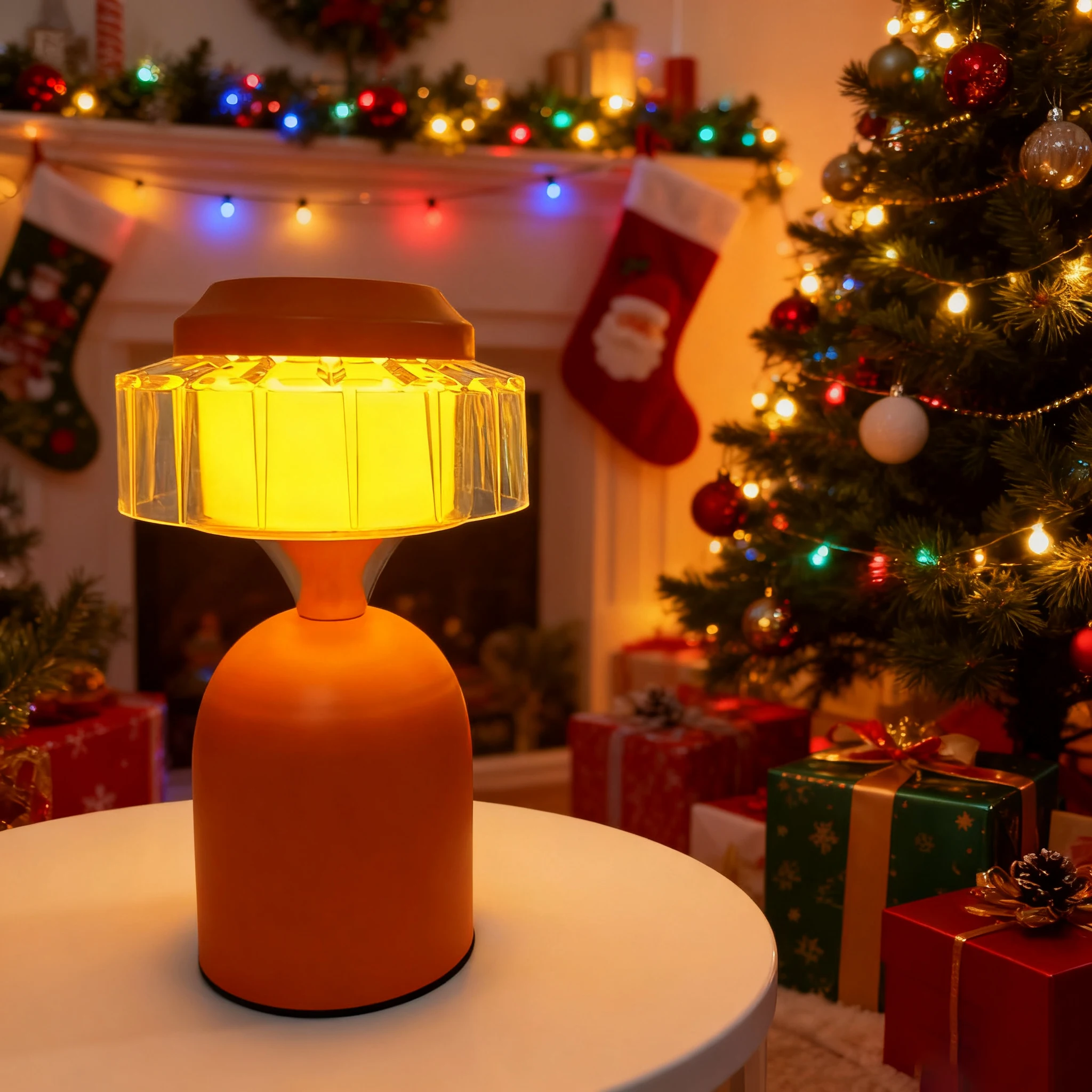 تصميم برتقالي خفيف ليلي يعمل باللمس مع ثلاثة أوضاع إضاءة قابلة لإعادة الشحن عبر USB