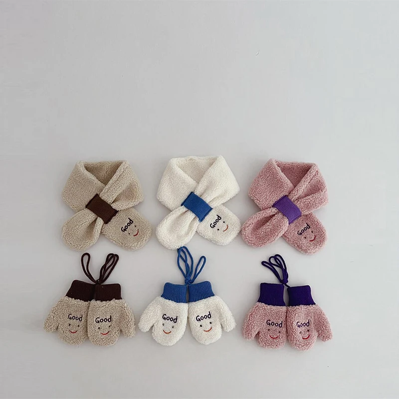 แกะขนแกะถุงมือเด็กฤดูหนาว WARM Baby Plush Mittens 1-4year เด็กผู้หญิงเด็กแขวนคอ Fingerless ถุงมือถุงมือการ์ตูน