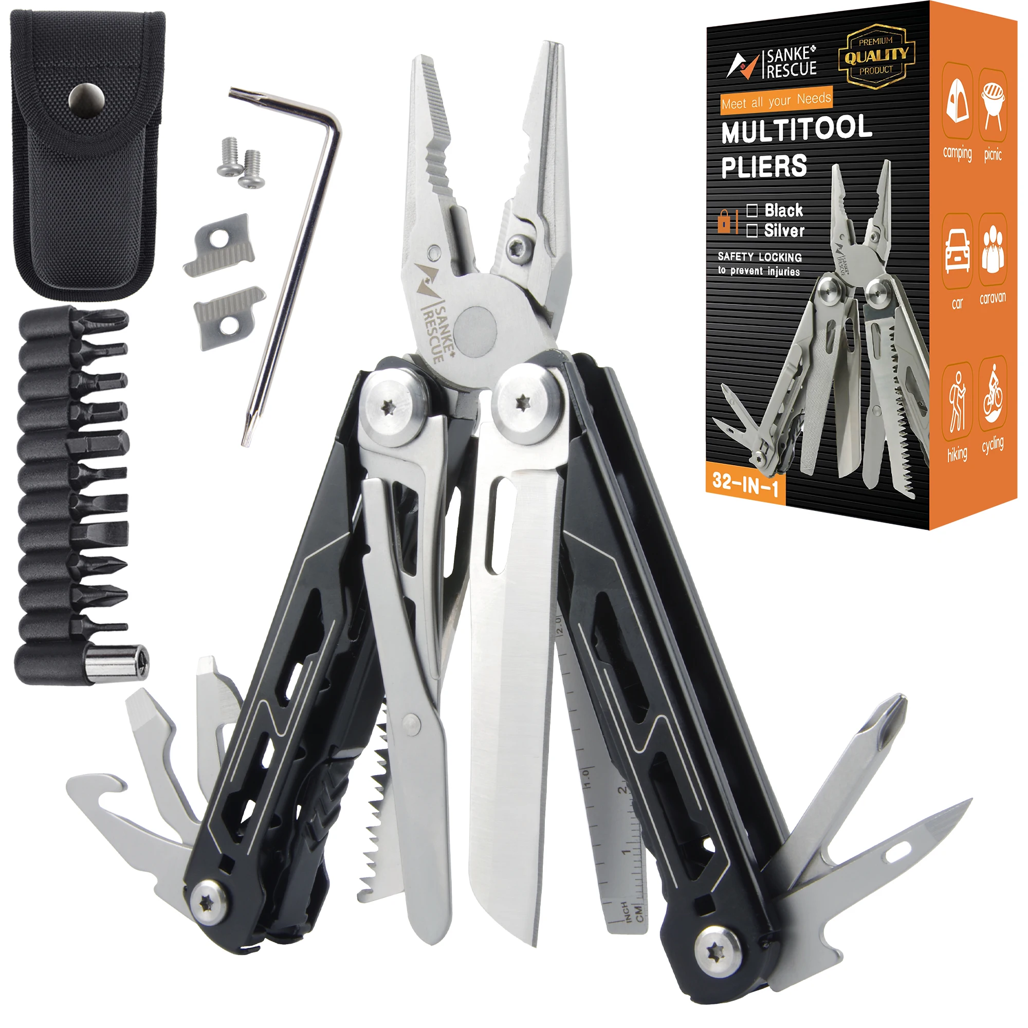 30 in 1 Multi-Tool Pliers Mini EDC Folding Hand Tools Outdoor Survival Camping Equipments Pocket Knife Scissors Screwdriver Ifak