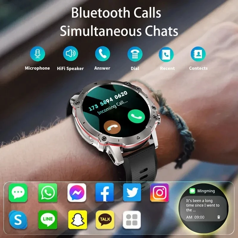 Reloj inteligente resistente al agua Ip68 para hombre, accesorio de pulsera resistente al agua con Bluetooth, llamadas y voz, Pantalla AMOLED HD, estilo militar, ideal para deportes al aire libre, 2024