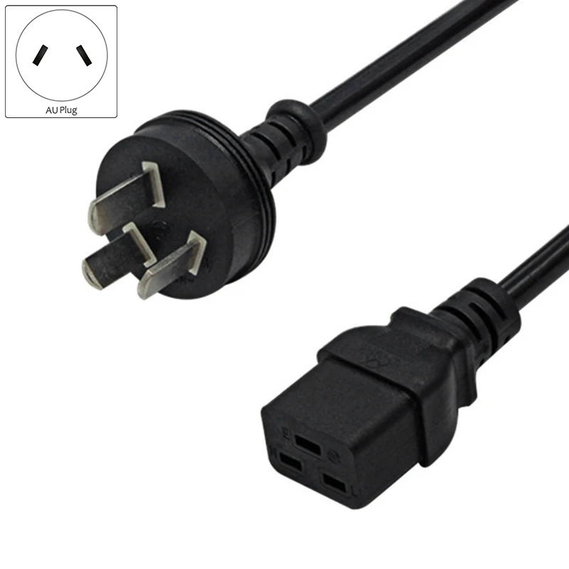 AU To C19 AU Australia SAA Male To IEC320 C19 Female AC 3 Pin Power Extension Cable Cord For PDU UPS(AU Plug)