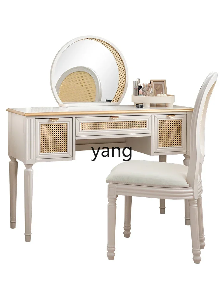 LMM  dressing table natural rattan dressing table mirror stool combination bedroom modern minimalist