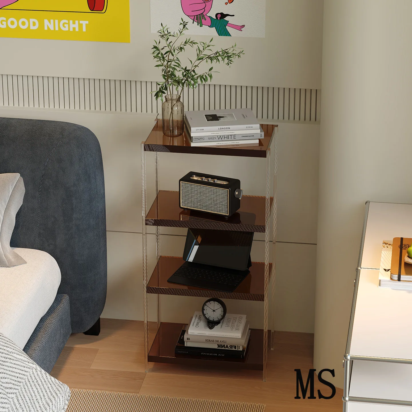 yjq small bookshelf household narrow cabinet simple solid wood floor shelf against the wall figure storage cabinet