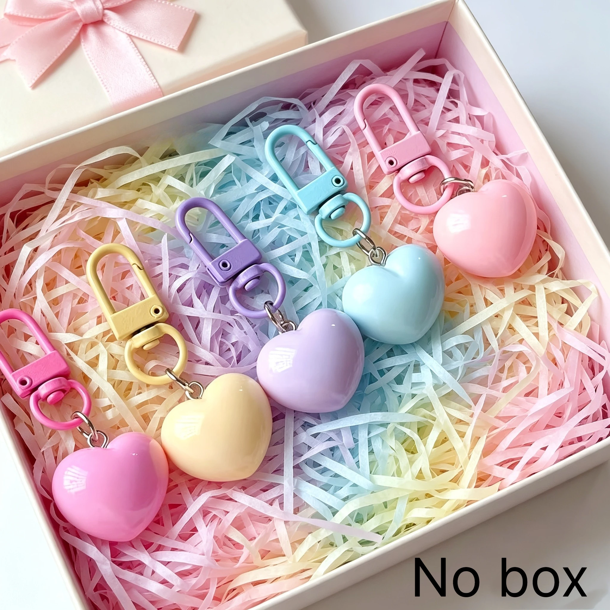 6pcs Heart Keychains, Cute Simple Heart Pendant Key Chains, Backpack Bag Hanging Charm Ornament,Sweet Key Ring Decor Accessories