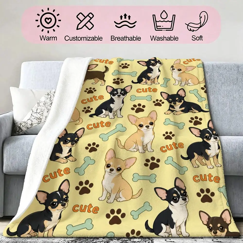 Cute Dog Gift for Dog Moms Throw Soft Cozy Flannel Blanket for Couch Sofa Bed, Mid-Century Modern Art Lover Gift