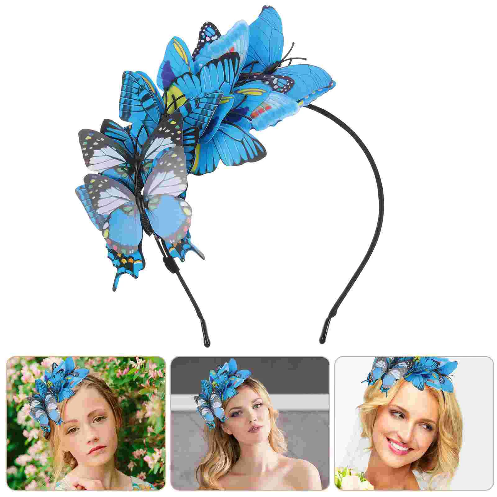 Bridal Headband Decorative Girl Outfits Butterfly Costume for Women Party Headpieces Fascinator Crown Headgear