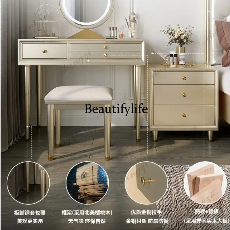 A49 Light luxury American style solid wood dresser stool set bedroom dressing table makeup vanity desk Toiletries tables furnit