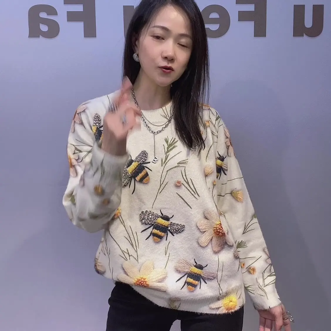 

Women Sweater Women Oversized Loose Pullover Autumn Tops Knitted Winter Knitted Top Printed Knit Sweater Top