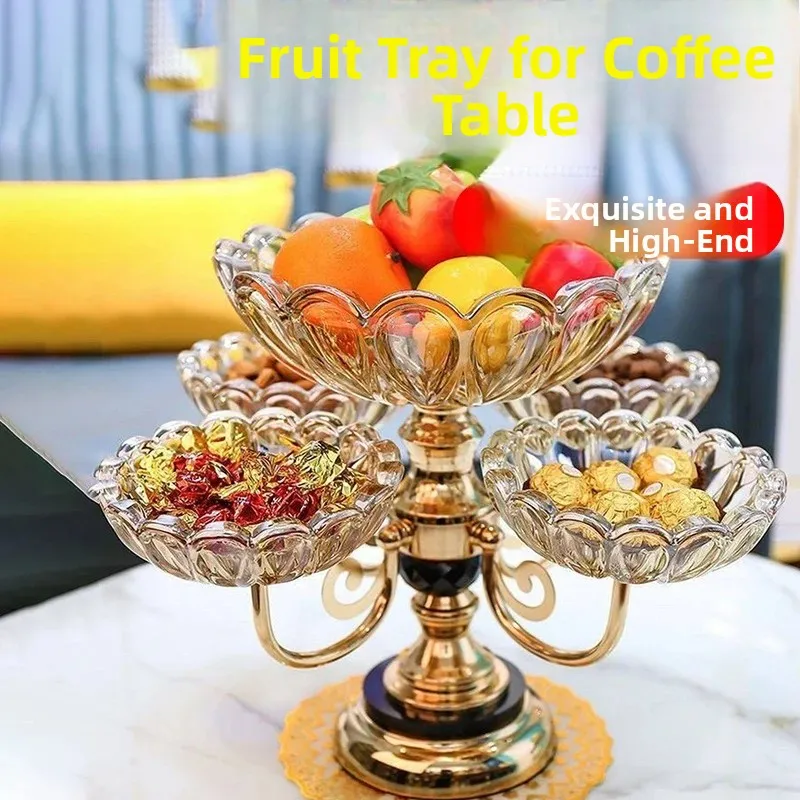 Modern Rotating Multi-layer Acrylic Coffee Table Fruit Tray Luxury Minimalist Living Room Creative Snack Sugar Bowl