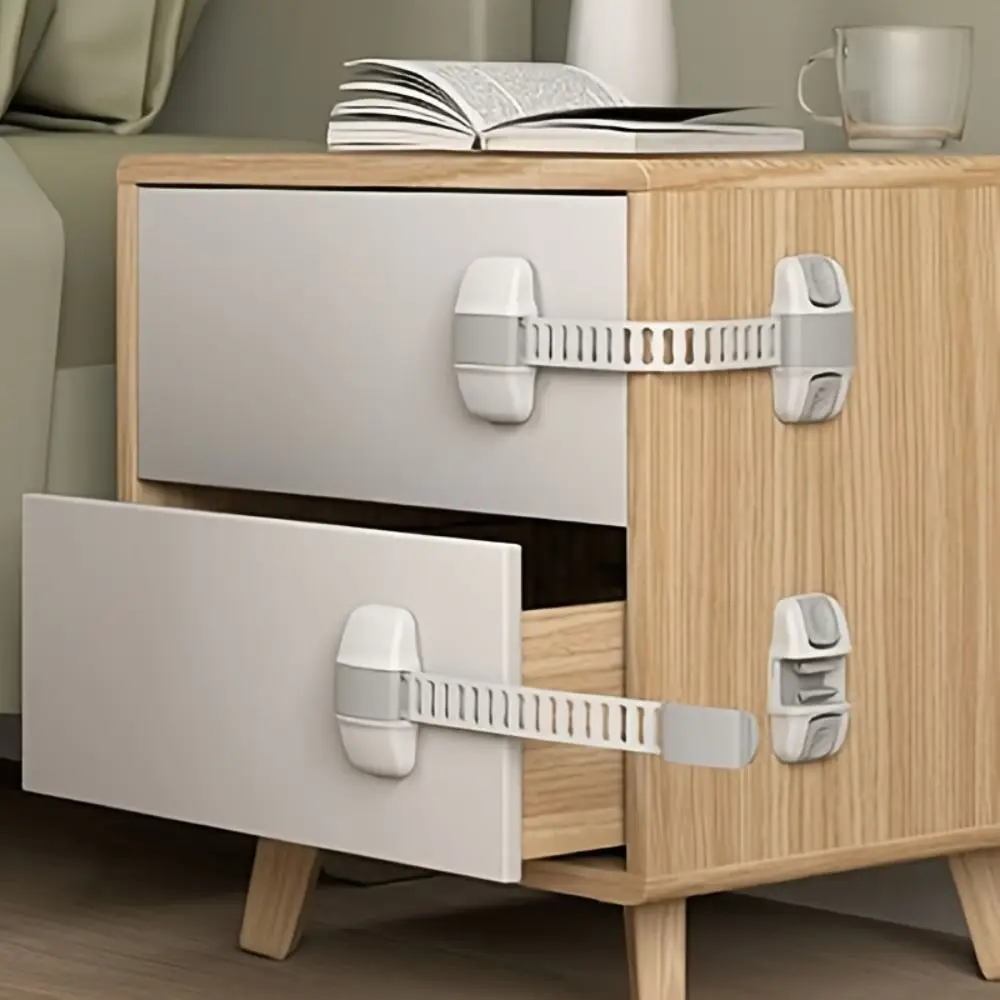 

Child Safety Strap Locks Multi-Use Adhesive Plastic Baby Proofing Locks For Cabinets and Drawers,Toilet,Fridge