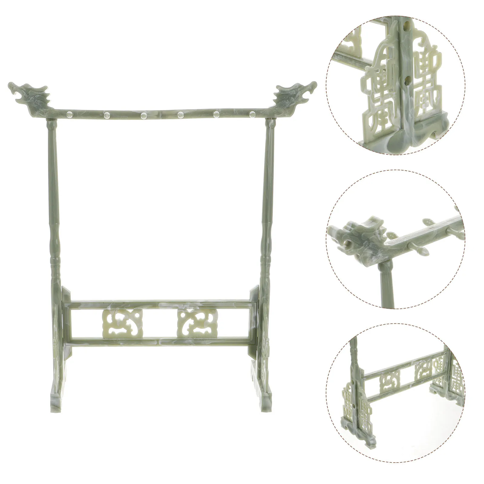 

6-Hook Calligraphy Brush Holder Jade Imitation Dragon Head Pen Stand Desk Organizer Multipurpose Brush Storage Rack Stylish