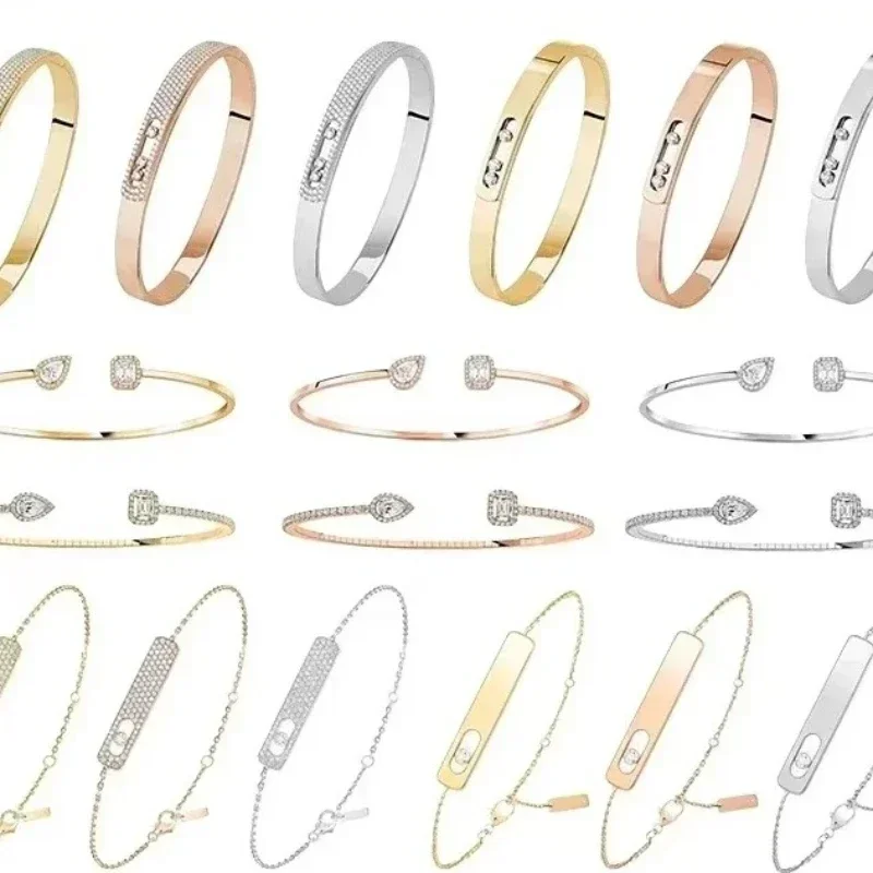 

2025 New Hot Sale Classic 925 Silver Move Twin Bangles Women Men French Diamond Bracelet Holiday Gift High-quality Jewelry