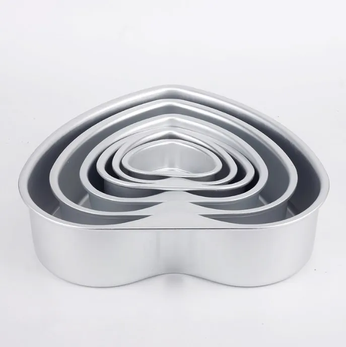

3/4/5/6/7/8/9/10 Inches Anodized Aluminum Heart Shape Cake Baking Molds Metal Pan Aluminum Set Movably Bottom Cake Mold 7pcs/set