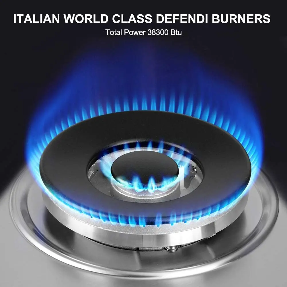 Built In Gas Rangetop High Efficiency Burners, NG/LPG Convertible Stainless Steel Gas Stove