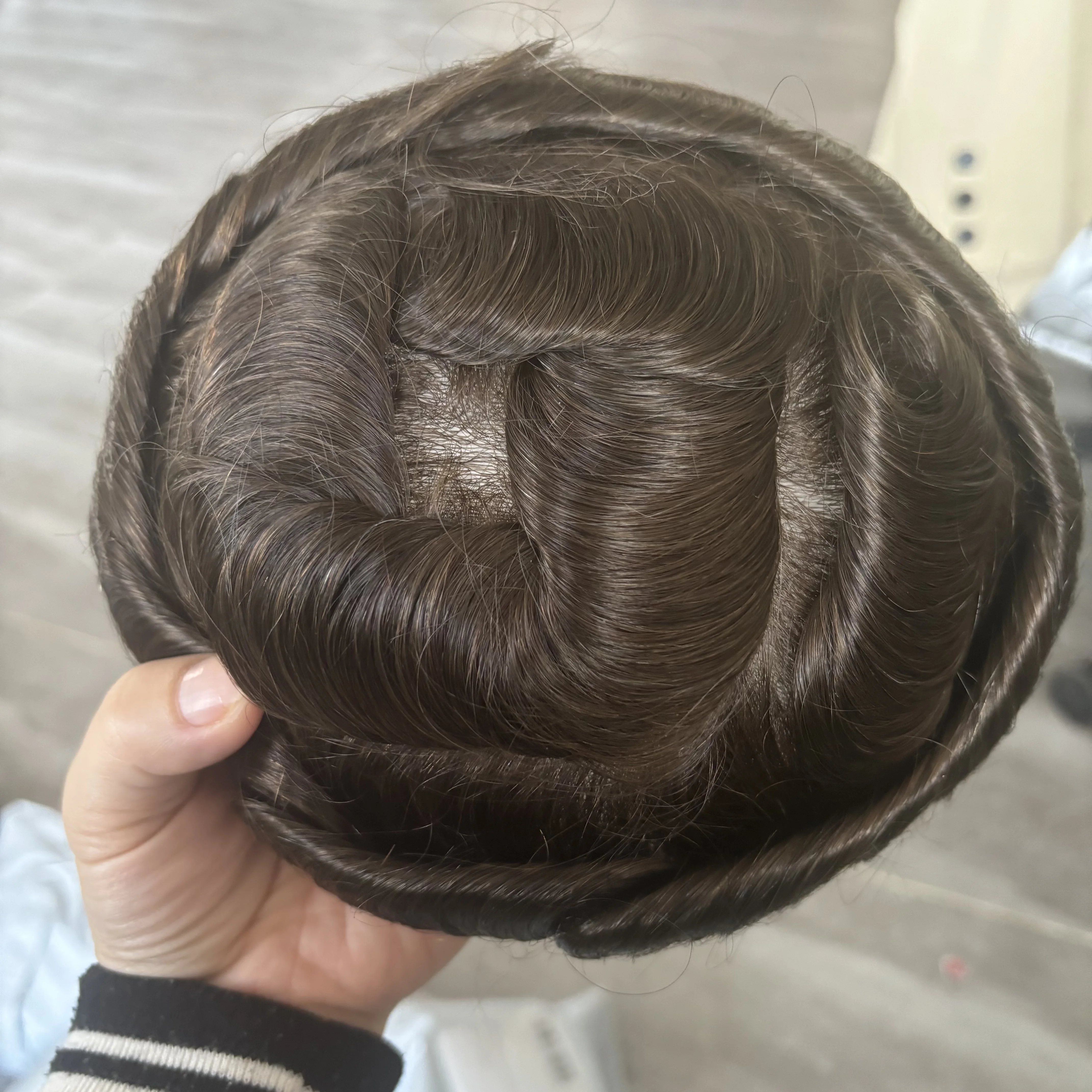 22R شقراء 30 مللي متر متموجة سوبر خط الشعر الطبيعي رقيقة الجلد 0.02 مللي متر-0.03 مللي متر قاعدة الرجال الشعر المستعار مريحة غير قابلة للاكتشاف 90 الكثافة شعر مستعار رجل #2