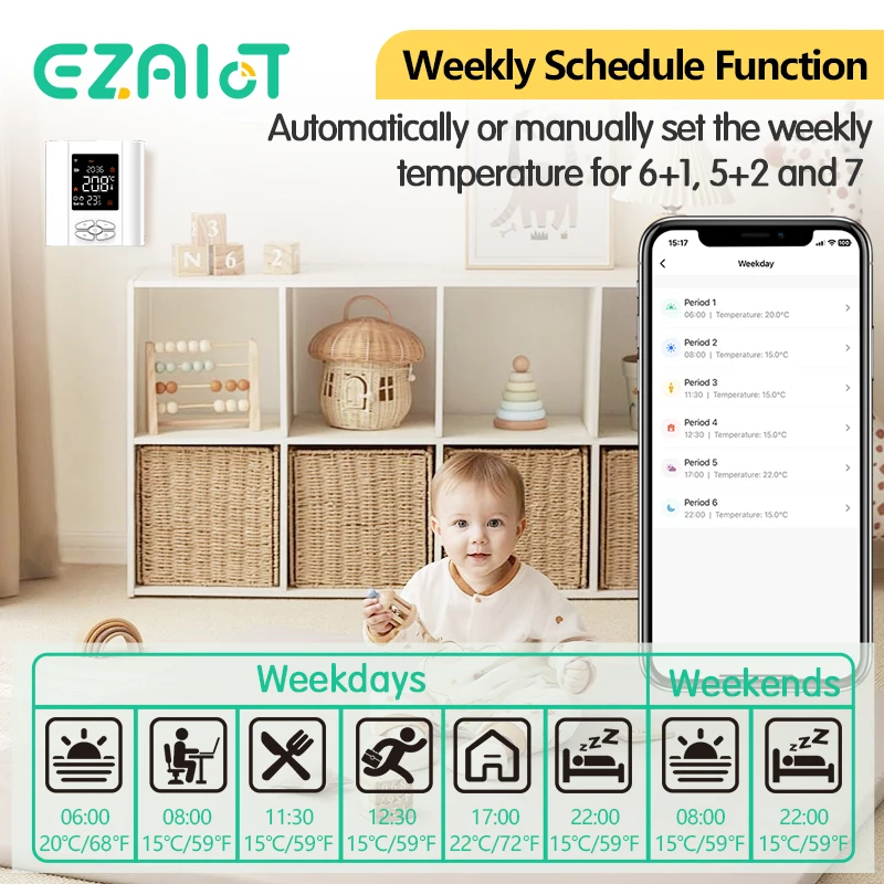 Tuya-Zigbeeインテリジェントサーモスタット,バッテリー電源,水,ガスボイラー,温度コントローラー,アクチュエーター,音声,alexa,Google Home