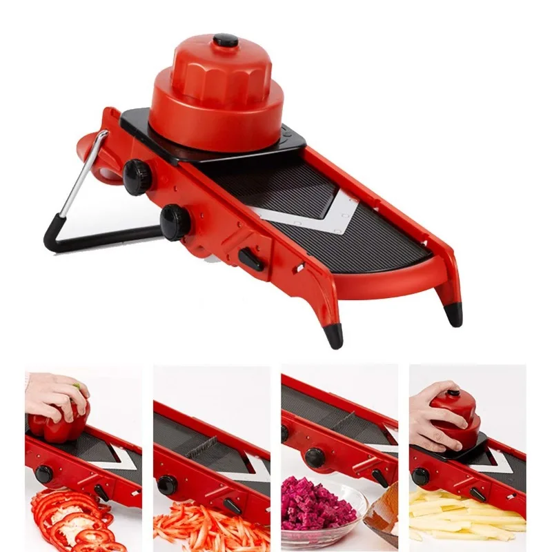 Manual multi-function vegetable cutter, adjustable thickness, slicing, dicing, shredded potatoes