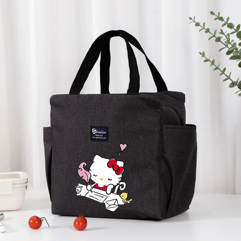 Hello Kitty Sanrio Lunch Bag Cartoon Cute Print Insulation pasto Pack scatola di immagazzinaggio termica con cerniera per alimenti isolata di grande