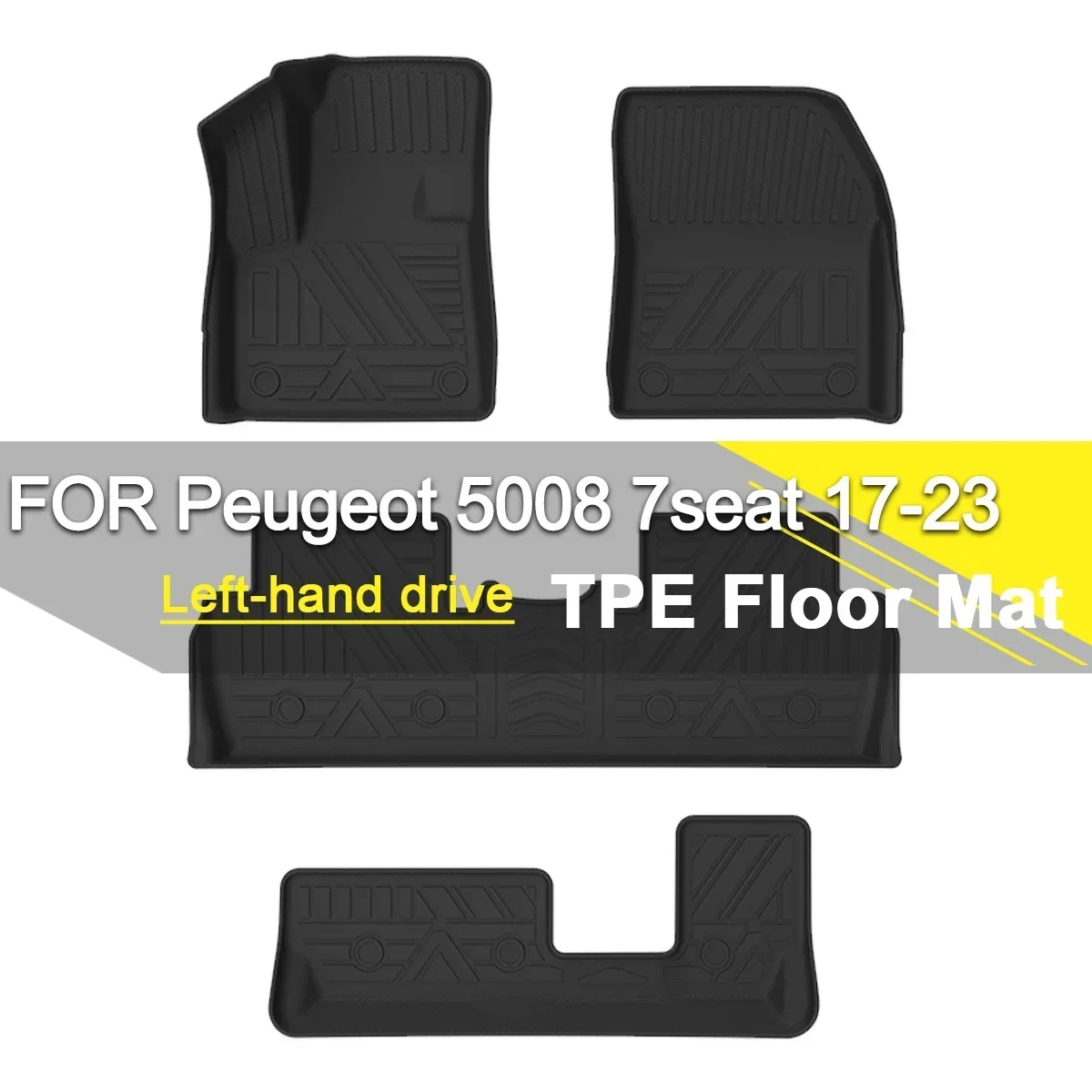 

Auto Car Floor Mat Waterproof TPE Rubber Non-Slip Fully Surrounded Refit Left Hand Drive for Peugeot 5008 5/7 Seater 2017-2023