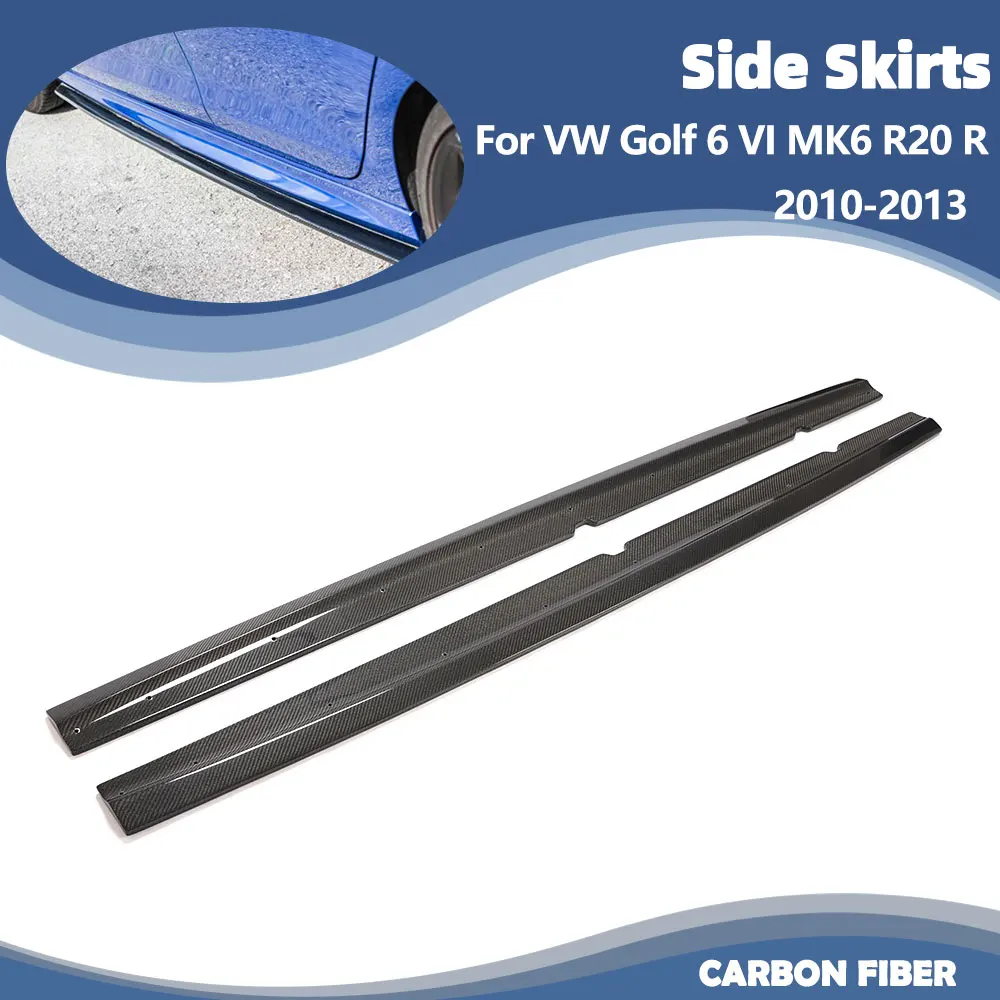Carbon Fiber Car Side Skirts Apron Lip For Volkswage VW Golf 6 VI MK6 R20 R Hatchback 2 Door 2010-2013 Door Side Skirts FRP